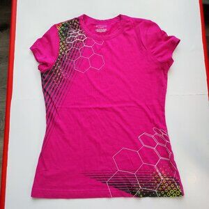 TekGear activewear short sleeve shirt magenta with graphic design women's size S